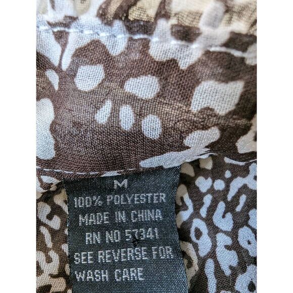 Cotton Express Blouse Top Women's Medium Babydoll Sheer Brown Animal Pri… - Picture 5 of 9